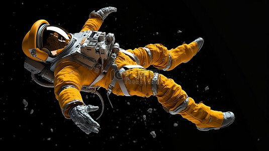 自由落体宇航员的 3D 设计插图