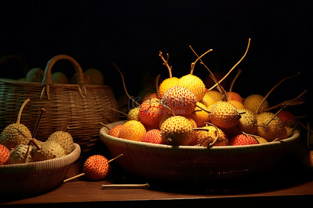 仙桃荔枝背景图片_一篮子荔枝的食物照片