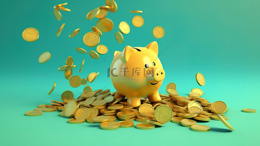 取消退款背景图片_存钱罐装满金币，说明现金返还退款和兑换 3D 渲染