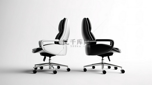 现代老板办公室背景图片_3d 渲染的白色背景上的单色皮革老板办公椅