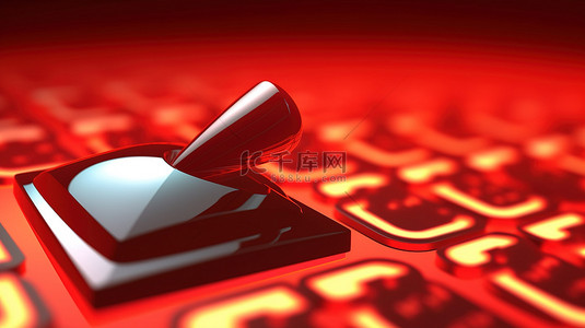 程序编程背景图片_3d 鼠标手形光标指向红色程序按钮的插图