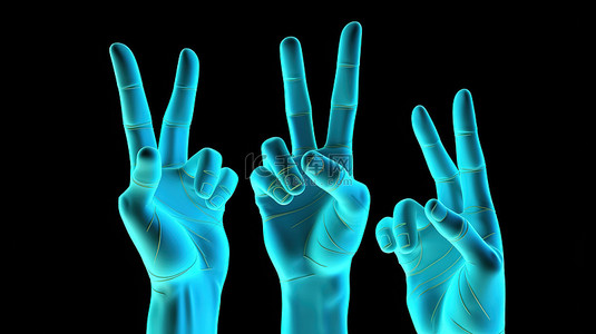 3D 渲染形式的卡通手手指框架手势指示焦点方向或重点