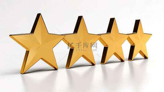优质奖章背景图片_3D 渲染白色背景，带有四颗金色星星的酒店标志