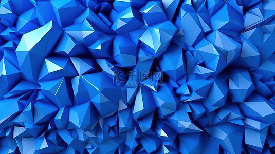 现代时尚 3D 设计蓝色多边形几何背景与低聚振荡三角形