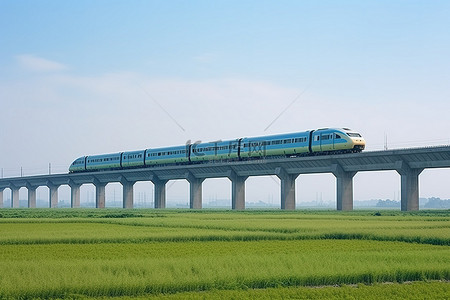 田野上的铁路上的火车