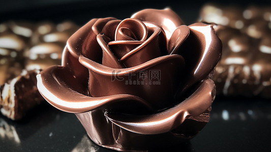 创意情人节背景图片_巧克力褐色玫瑰