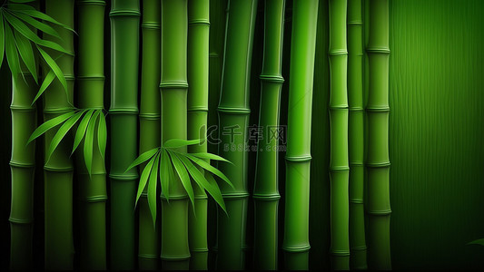 竹子竹叶卡通绿色背景