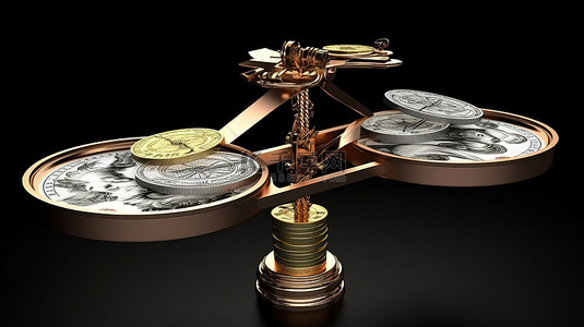 金钱银行背景图片_平衡金钱和时间的 3D 跷跷板模拟