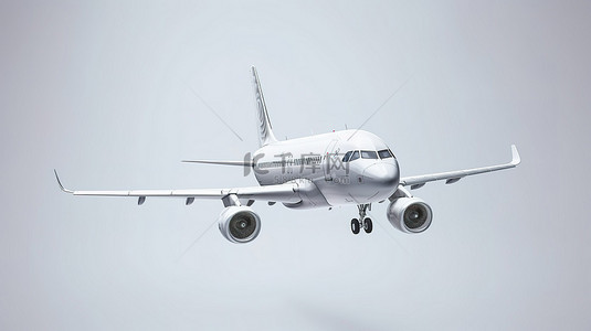 灰色背景下白色客机的 3d 渲染