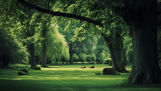 公园草坪树绿色背景