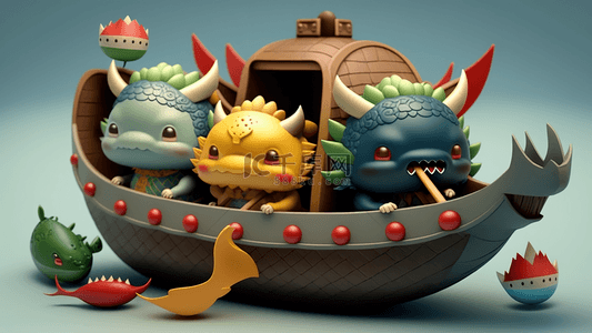 小船可爱卡通3d背景