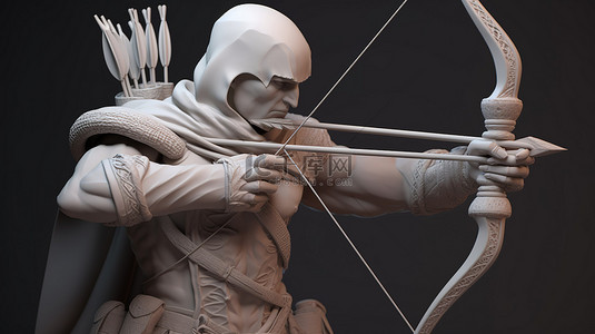 弓箭靶子logo背景图片_3d 插图弓箭手战士角色