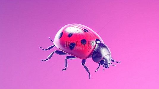 双色调风格逼真的粉红色瓢虫的令人惊叹的 3D 渲染