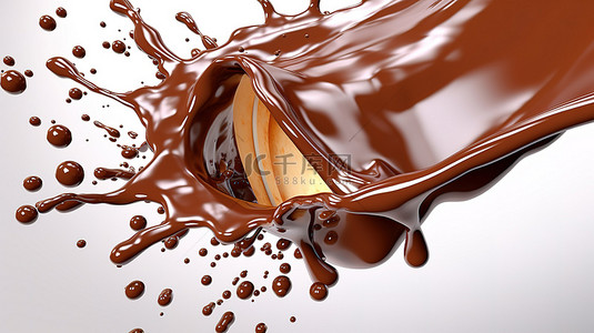 巧克力爆炸的 3d 渲染