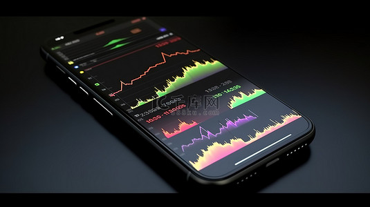 3D 智能手机显示股市数据图表共享买卖信息烛台和交易图形