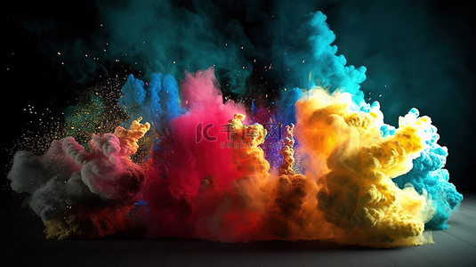 彩色烟雾弹背景图片_冲击波和烟雾的充满活力和爆炸性的 3d 效果图