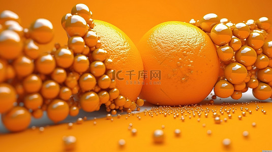 浪漫情人节艺术字背景图片_热情的橙色排版抽象 3D 插图