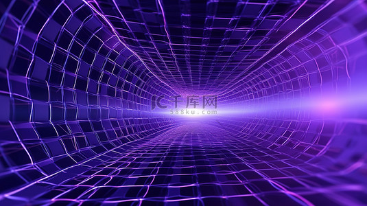 紫色抽象线框背景的 3d 渲染