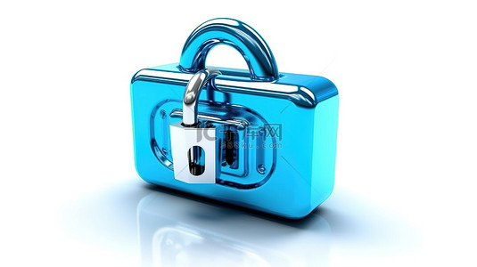 网络卫士背景图片_白色背景上蓝色锁图标的 3d 插图