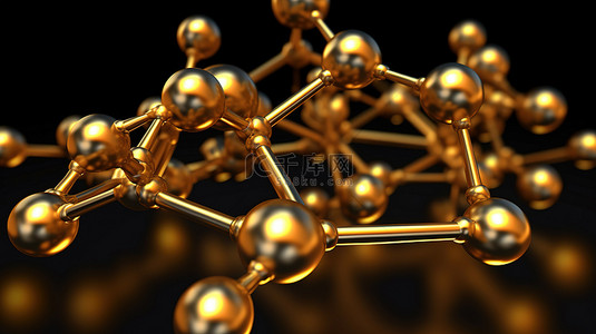 3d 金色分子结构可视化