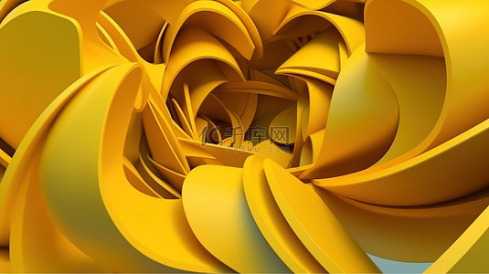 充满活力的黄色抽象几何形状 3d 渲染