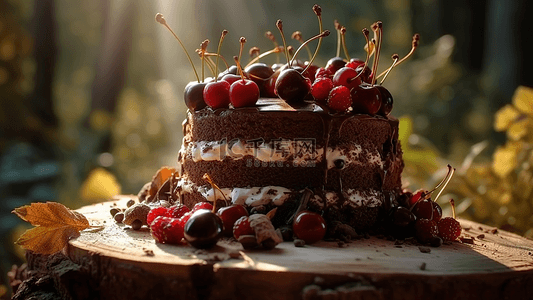糕点甜点背景图片_甜点黑森林蛋糕香甜背景