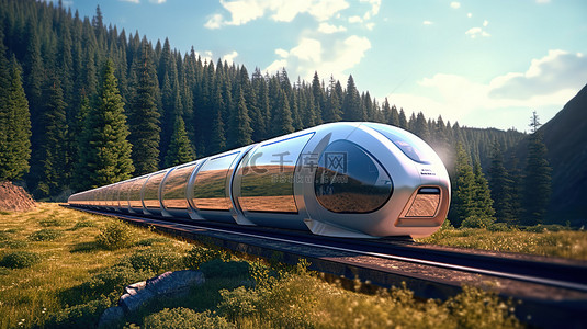 早晨自然 3d 渲染中交通超级高铁概念的未来