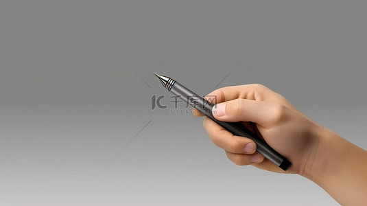 手写圆珠笔背景图片_手握圆珠笔的 3D 渲染