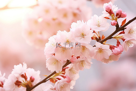 春天粉色樱花背景图片_树枝上有很多粉红色的花朵