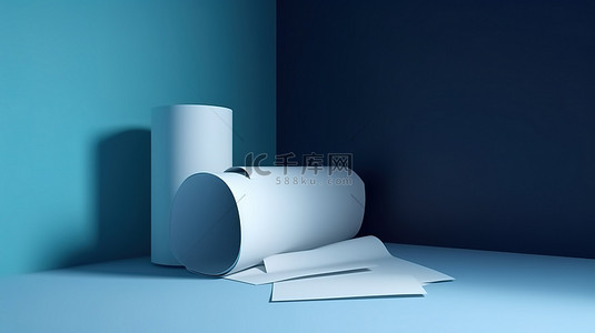 蓝色信纸背景图片_商业设计模板 3d 渲染空白纸，复制空间靠在蓝色墙上