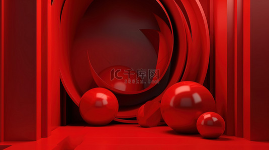 简约的红色背景背景图片_3d 渲染中的简约抽象红色背景