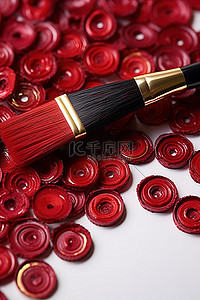 黑色刷子背景图片_黑色画笔放置在红色阵列的画笔大小的红色环上