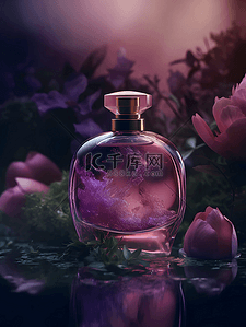 香水瓶花卉植物时尚摄影广告背景