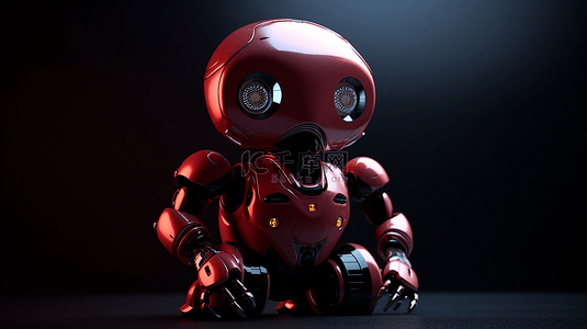机器人可爱风橘红色主题背景