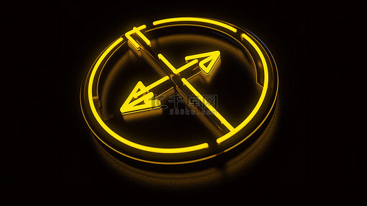 下一集箭头背景图片_在待售的圆形控制轮廓上向下指向黄色箭头的渲染 3D 符号