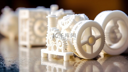 工业科技背景图片_使用工业打印机将白色塑料粉末转化为 3D 物体和模型