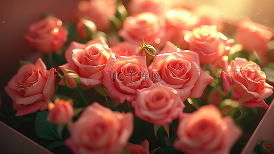 玫瑰礼盒背景图片_礼盒装满了粉红色的玫瑰设计