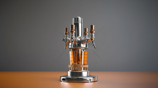 工业管子背景图片_带分配器和手柄的金属啤酒塔 酒吧设备的 3D 插图