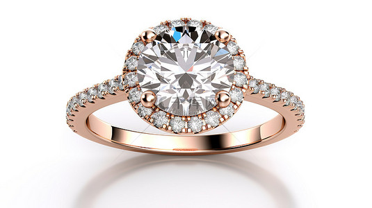 轻质玫瑰金光环订婚戒指的 3D 渲染