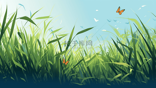 蝴蝶唯美水稻装饰图案