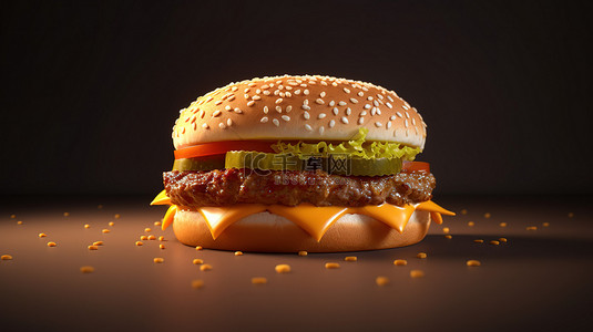 3d 渲染中的多汁汉堡