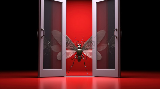 防蚊防虫蚊香液背景图片_门用磁性防虫纱窗的 3D 渲染