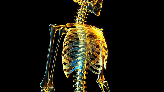 骨骼发育背景图片_可视化 3D 渲染骨骼时令人痛苦的脊柱不适