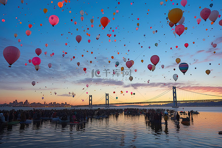 旅行彩色背景图片_天空中的浮云和彩色气球