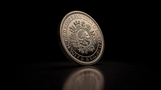 渲染的 3d 图像展示了一枚带背景的英国硬币