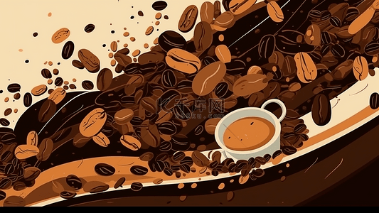 咖啡豆子烘焙插图插画