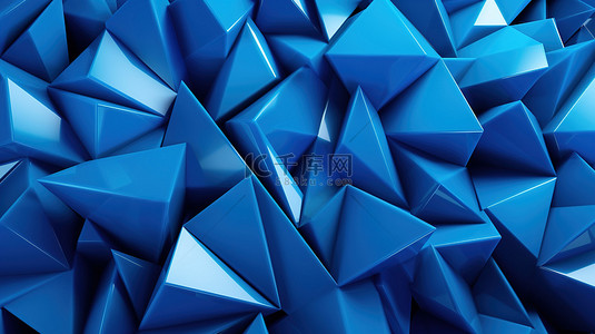 蓝色背景上的三维三角形图案
