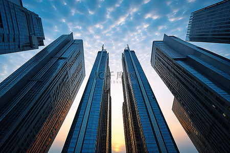 阿拉伯联合酋长国迪拜湾区的五座摩天大楼