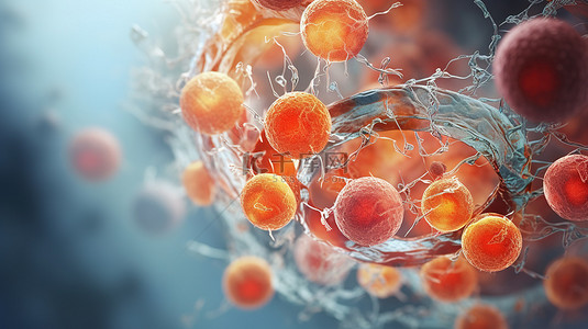 干细胞背景图片_有机背景下干细胞分裂的 3D 渲染