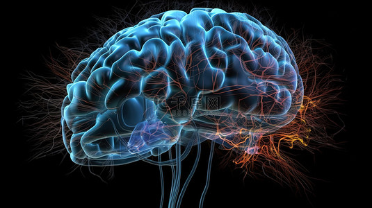 能量宝石背景图片_3d 渲染的大脑图